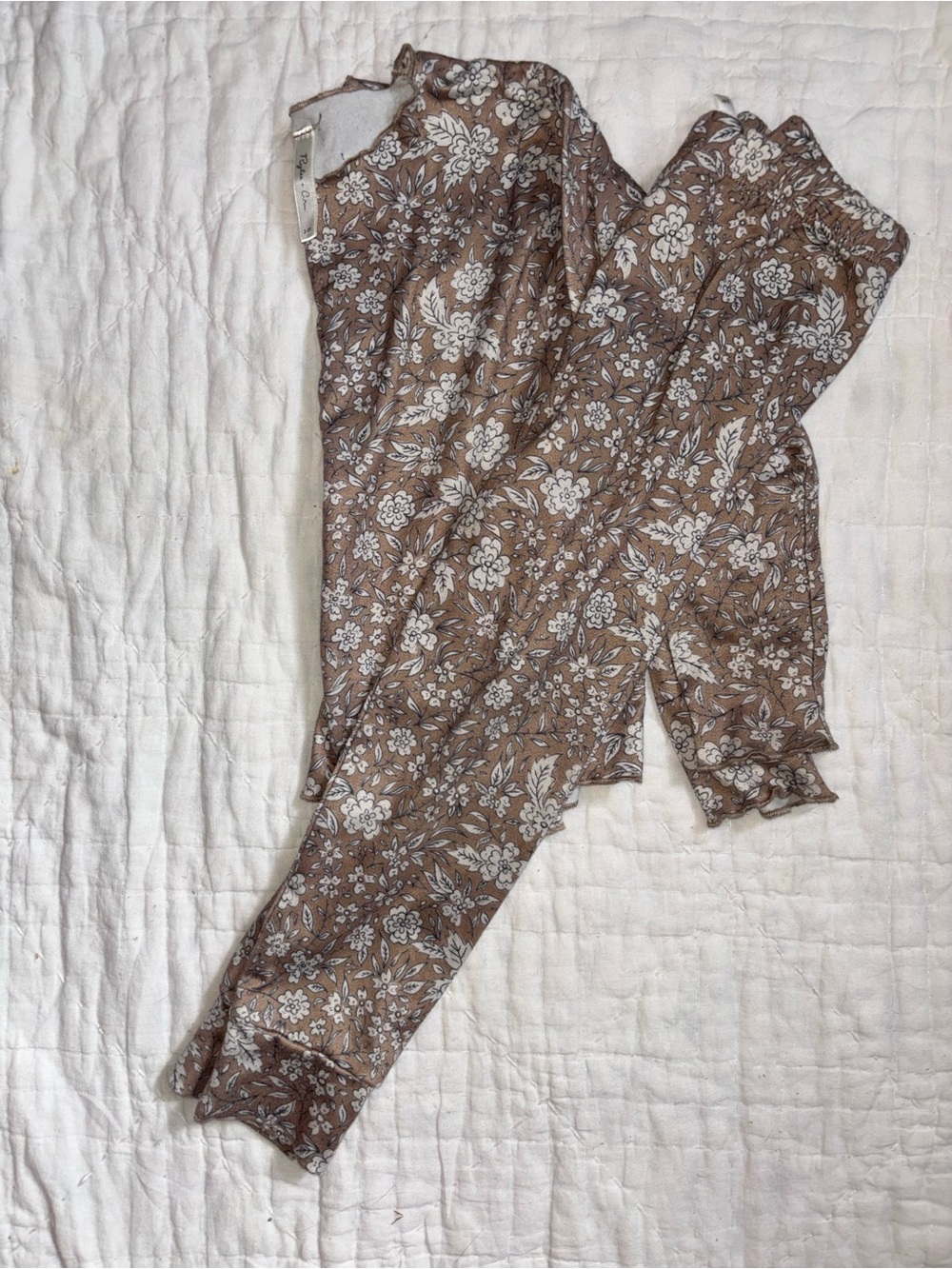 Rylee + Cru Brown and White Floral Kids Pajama Set